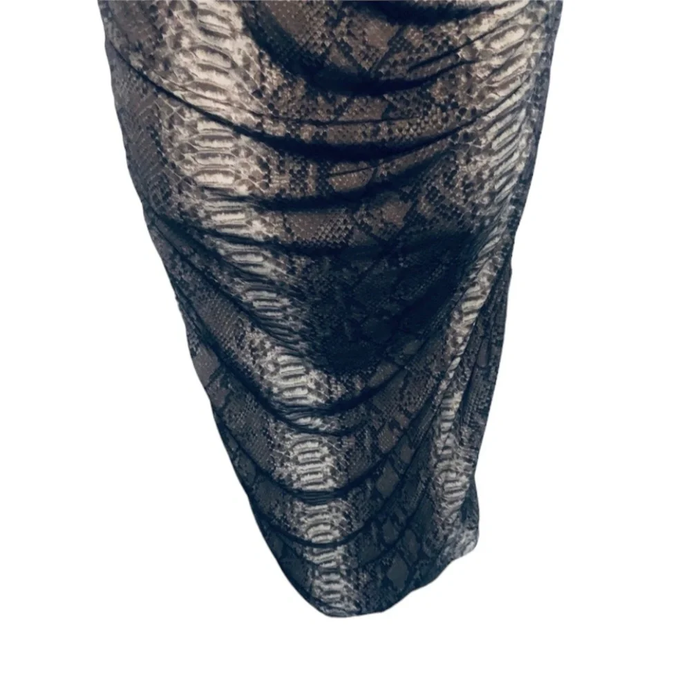 Micheal Kors size large sleeveless racerback animal print shirred midi dress